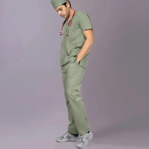Conjunto de Uniforme Médico de Punto 100% Algodón, Estilo Moderno, Camisa y Pantalón con Cintura Elástica, Marca Pakistaní, para Hospital - Product Image 1