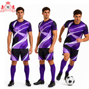 ชุดเสื้อฟุตบอลสีม่วงแบบซับลิเมชั่นสำหรับผู้ชาย พร้อมกางเกงขาสั้น ผ้าโพลีเอสเตอร์ระบายอากาศ ชุดยูนิฟอร์มฟุตบอลสำหรับผู้ใหญ่ - Product Image 6
