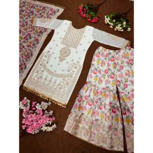 เสื้อ Plazzo dupatta สำหรับใส่ปาร์ตี้ของผู้หญิงพร้อมพิมพ์ลายดิจิทัล - Product Image 5