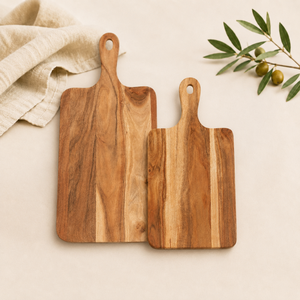 Planche à découper artisanale en bois d'acacia, vente en gros d'usine, écologique, avec poignée, pour viande et fromage - Product Image 4