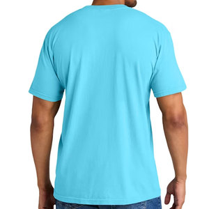 T-shirt à manches courtes bleu clair pour homme avec poche poitrine, coupe classique, col rond, jersey décontracté en coton respirant, imprimé - Product Image 2