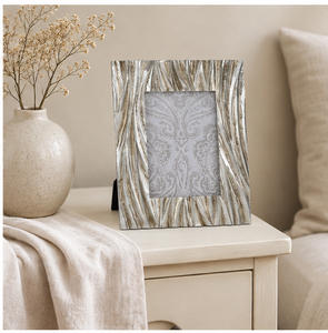 Cadre photo en métal texturé de luxe, moderne, ondulé, argenté et doré, pour décoration intérieure et fournitures de mariage en gros - Product Image 2