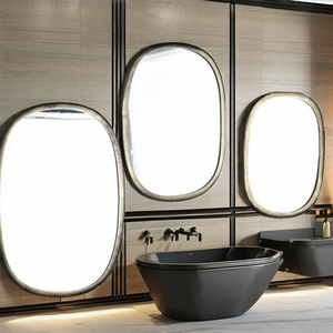 Décoration murale, miroir mural rond sans cadre en métal Art Déco pour salle de bain, épaisseur 5 mm, respectueux de l'environnement - Product Image 2