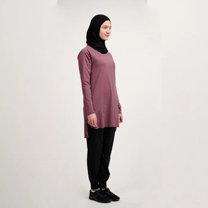 Women The Staple <b>Modest</b> Sports Dress- Plum Tunic with Leggings <b>Set</b> Islamic Sports Outfit Muslim Activewear Gym Wear <b>Set</b> - Product Image 3