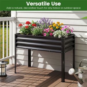 Fioriera Ergonomica in Metallo Nero da 44 Pollici con Fori di Drenaggio, Letto Rialzato da 32 Pollici per Giardino Interno ed Esterno - Product Image 2