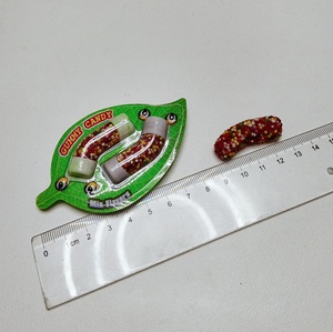 Bonbons personnalisés en marque blanche en gros, <span class=keywords><strong>Halal</strong></span>, en forme de feuille de dessin animé, granulés colorés, bonbons gélifiés aux fruits, snacks exotiques, bonbons jouets pour enfants - Product Image 4