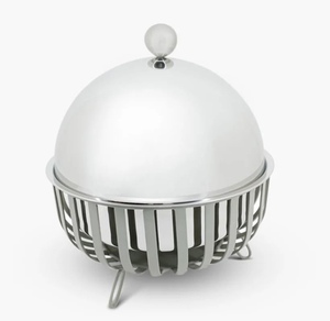 Chauffe-plat en métal avec revêtement en acier inoxydable, couvercle en dôme, design minimaliste, récipient isotherme pour aliments chauds, diamètre 24 cm - Product Image 4