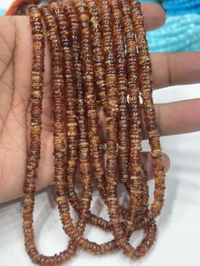 Cuentas de Piedras Preciosas de Alta Calidad para la Elaboración de Joyería, 17 Pulgadas, Granate Hessonita Natural, Forma de Neumático Heishi Lisa, Tamaño 6-7 mm - Product Image 3