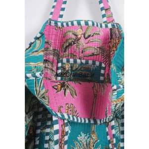 Bolso de Playa de Hombro con Asa Larga, Acolchado, de Algodón a Rayas, Hecho a Mano, Ecológico, Estilo Bohemio Indio, para Compras y Almacenamiento - Product Image 5