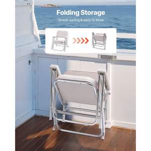 Chaises de pêche avec cadre en alliage d'aluminium, coussin en éponge épaissi, revêtement en cuir PVC imperméable, accoudoirs rembourrés, patins antidérapants - Product Image 3