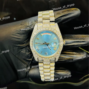 Reloj de Lujo de Acero Inoxidable con Diamantes Cultivados en Laboratorio VVS, Estilo Hip Hop, Reloj de Pulsera Automático Premium para Hombre, para Usar en Fiestas - Product Image 5