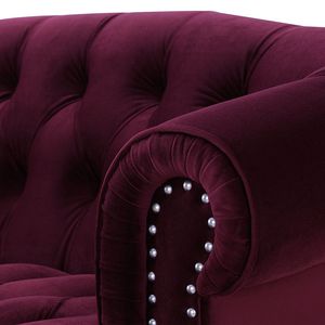 La Rosa Victorian Chesterfield velluto bordeaux divanante per soggiorno - Product Image 6