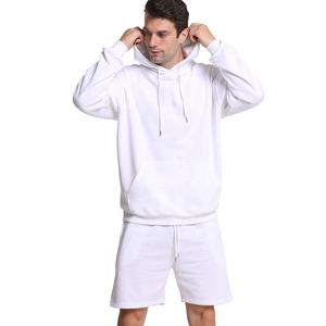 Men's White Hooded <b>Tracksuit</b> Set Cotton Casual Shorts Full Sleeve Summer Solid Color Good Quality Tracksuir For Man - Product Image 3