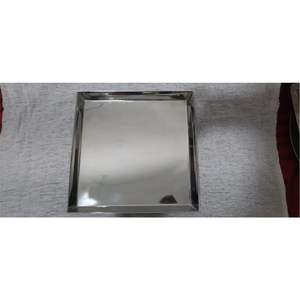 Plateau décoratif rectangulaire de luxe en métal martelé argenté, finition miroir, en acier inoxydable, pour apéritifs et boissons de fête - Product Image 2