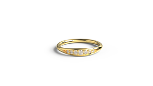 Minimalist 18K Gold Tapered Round Diamond <b>Ring</b> Curved Eternity Wedding Band Stackable <b>Dainty</b> <b>Ring</b> Fine Jewelry Gift for Women - Product Image 1