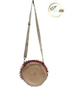 Sac rond en jute naturel, sac fourre-tout écologique fait à la main pour le shopping - Product Image 2