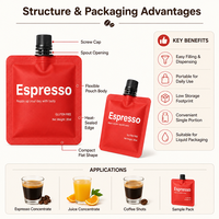 Pochettes souples portables de 30 ml pour concentré de café expresso avec bec verseur – Idéales pour l'emballage de café concentré