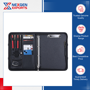 Última Llegada en Stock: Carpeta de Anillas de Cuero PU de Calidad Estándar con Organizador de Múltiples Bolsillos para Material Escolar y de Oficina - Product Image 2