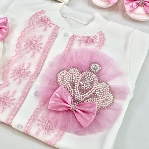 Pelele de bambú de manga larga para bebé, personalizado, moderno, de lujo, Primavera, 4 piezas, rosa, alta calidad, nuevo diseño, venta al por mayor - Product Image 3