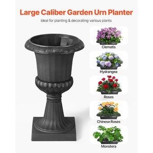 Confezione da 2 pezzi nero classico 9.8X16.5 pollici fioriere in plastica per urna da interno vaso esterno festa di nozze evento Home Stage giardino balcone - Product Image 2