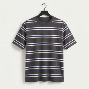 Premium Striped T-<b>Shirt</b> Crew Neck Short Sleeve Soft Cotton Blend Casual Comfortable Regular Fit Unisex Everyday Summer - Product Image 5