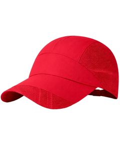 Men Red <b>Mesh</b> Panel Sports Cap Breathable Lightweight Adjustable Summer Running Training Outdoor Baseball Hat For Men Use - Product Image 4