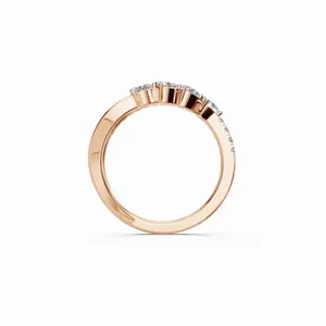 Bague empilable en or rose 18 carats avec diamant de laboratoire en forme de poire Marquise et 19 diamants, certifiée IGI, luxe pour femme - Product Image 4