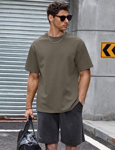 <b>Men</b> Oversized Heavyweight Cotton T Shirt <b>Stretch</b> Casual Streetwear Tee OEM Wholesale - Product Image 5