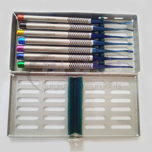 7-Piece Luxating Root Elevator PDL Titanium Coated Set with Cassette Tray Dental Implant Tools By <b>Blush</b> Surgical - Product Image 4