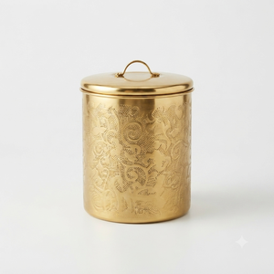 Handcrafted Brass <b>Storage</b> Canister with Lid Metal <b>Kitchen</b> <b>Storage</b> <b>Jar</b> Decorative Countertop Container <b>for</b> Tea Coffee Sugar - Product Image 1
