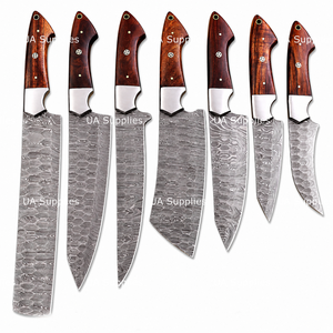 7PCS Handmade Damascus Kitchen <b>Knife</b> Set Professional Chef <b>Knives</b> Wooden Handles Razor Sharp Blades Lightweight Durable - Product Image 4