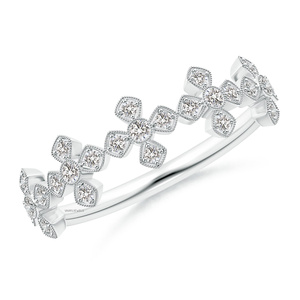 Anillo de Boda Abierto con Diamantes Cultivados en Laboratorio de Corte Redondo y Diseño Floral en Oro de 10K, 14K, 18K y Plata 925, 935 - Product Image 2