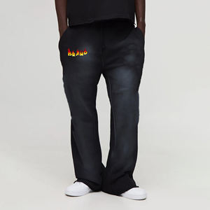 Pantalon ample à jambe droite, léger, imprimé sur mesure, coupe large, délavé, pour homme, avec poches avant contrastées - Product Image 6