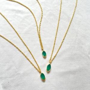 Collar con Colgante de Ónix Verde, Collar de Plata de Ley, Joyería Chapada en Oro, Joyería Hecha a Mano, Proveedor Mayorista - Product Image 4
