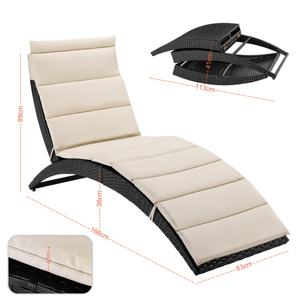 Luxe moderne pliable extérieur plage <span class=keywords><strong>piscine</strong></span> meubles en <span class=keywords><strong>plastique</strong></span> rotin <span class=keywords><strong>chaise</strong></span> <span class=keywords><strong>longue</strong></span> avec coussin - Product Image 2