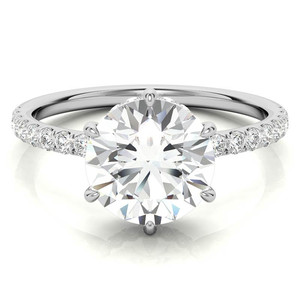 Anillo de diamantes amarillos de 18k con corte redondo brillante, halo oculto de 6 puntas, anillo de compromiso con diamante cultivado en laboratorio para novia y boda. - Product Image 4