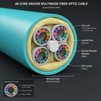 Câble Trunk Intérieur 48 Fibres OM3-300 PVC pour Centre de Données et Câblage de Noc LAN