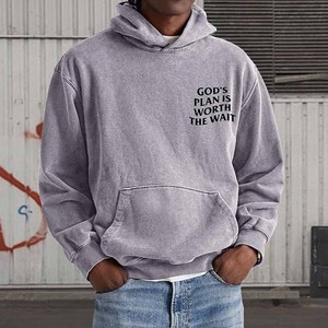 Sweat à capuche chrétien en molleton de coton premium avec broderie « Dieu Bénit la Foi », personnalisable, vente en gros directe usine - Product Image 6