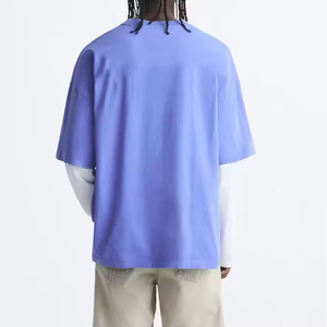 เสื้อยืดคอกลมแขนยาวสองชั้นทรงโอเวอร์ไซส์ผ้าฝ้ายคุณภาพสูงเนื้อหนาสำหรับผู้ชาย (แบบยูนิเซ็กส์) - Product Image 2