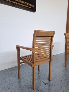 Silla de patio para comedor, de madera de teca para exteriores - Product Image 3