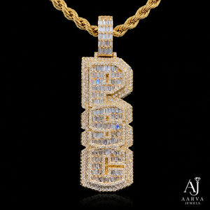 Colgante de Letra Personalizado de Plata de Ley 925 con Baño de Rodio y Oro Rosa, Estilo Hip Hop, con Moissanita, Diseño Iced Out, para Fiestas - Product Image 3