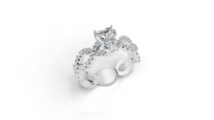 Aarinya Lab-Grown Diamond Heart-Cut 925 <b>Silver</b> Solitaire Infinity Ring Interlocking Pave <b>Ribbon</b> Heart Diamond Engagement Ring - Product Image 4