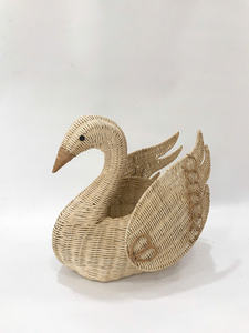 Sisu Handicraft Handmade Swan Animal Shaped Rattan Wicker Multifunction Tabletop <b>Planter</b> Storage Basket Indoor Decor - Product Image 3