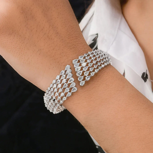 Geometric <b>Silver</b> Plated Cuff Bracelet Alloy Unisex Classic Style Fashion Jewelry - Product Image 3