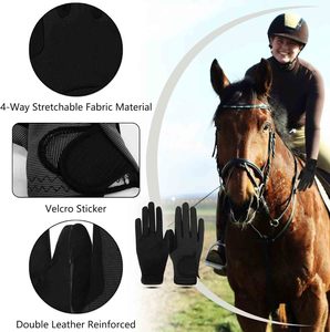 Gants noirs unisexes en cuir pleine fleur antidérapants de qualité supérieure pour le cyclisme, l'équitation, le ski, les voyages et les sports de plein air - Product Image 2