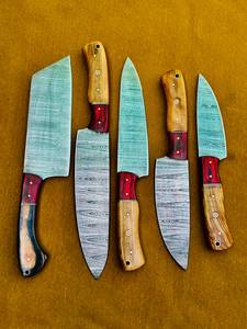 Hand Forged Damascus Steel Chef <b>Knives</b> Set Wooden Handle Japanese Style Kitchen <b>Knives</b> 8-9.9in Blade Length Right Hand - Product Image 1