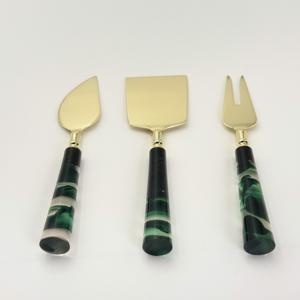 Juego de Cuchillos para Queso con Mango de Resina y Hoja de Acero Inoxidable con Acabado Dorado para Cocina, Mesa, Desayuno, Cuchillo para Mantequilla, Esparcidor de Queso - Product Image 4