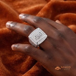 Anillo de Hombre en Tono Plateado con Baño de Oro y Moissanita Cuadrada, Estilo Hip Hop, para Regalo de Aniversario - Product Image 5