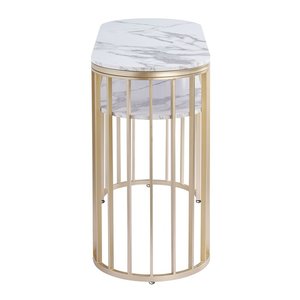 Modern <b>Space</b> <b>Saver</b> Iron Console <b>Table</b> with Rock Slab Edge Folding Structure for Entryway and Living Room Decor - Product Image 1