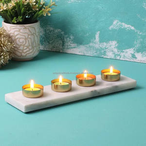 Candelero de mármol con forma geométrica, candelabro decorativo de lujo hecho a mano para decoración de hogar, oficina y comedor - Product Image 1